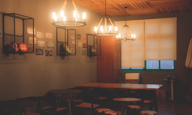 Pizza Luce restaurant interior with warm lighting and rustic decor